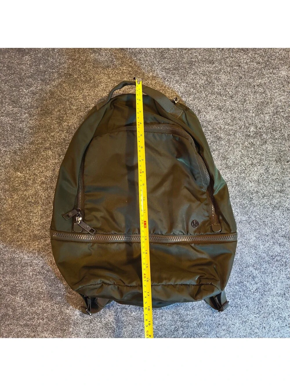 Lululemon Olive Green Backpack Travel Gym Bag with Multiple Pockets